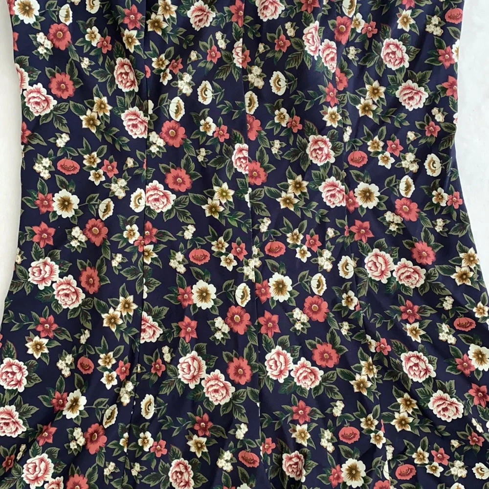{NWT/VTG} Lingerie Cacique | Dark Floral Satin Pajama Sleep Romper Blue (S) - Picture 5 of 16